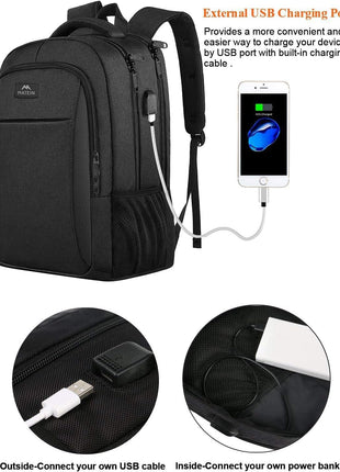 MATEIN Business Laptop Backpack, 15.6 Inch Travel Work Bag for Men Women | Water Resistant Daypack, Personal Item Bag Size, Anti Theft Pocket, Luggage Strap, Computer Backpack for Work College, Black