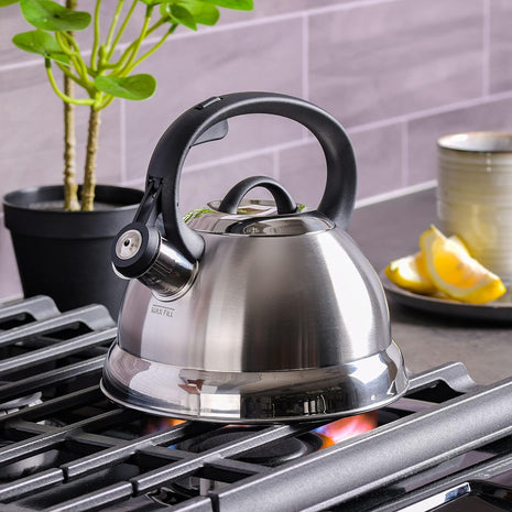 Mr. Coffee Flintshire Stainless Steel Whistling Tea Kettle, 1.75 Quart, Brushed Satin