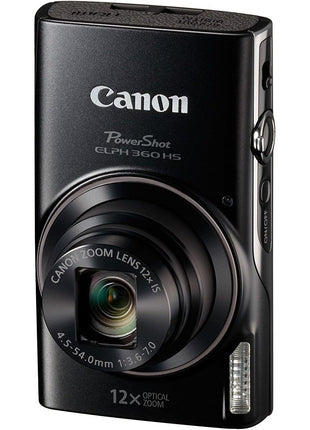 Canon PowerShot ELPH 360 Digital Camera w/ 12x Optical Zoom and Image Stabilization - Wi-Fi & NFC Enabled (Black) | 12x Optical Zoom, Image Stabilization - Wi-Fi, NFC Enabled