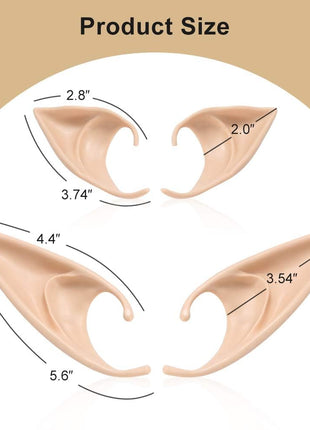 FRESHME Fairy Pixie Elf Ears - Short and Long Style Cosplay Pointed Silicone Ears Halloween Costume Renaissance Accessories Vampire Ears Christmas Dress Up Makeup Party Fairycore Accessories
