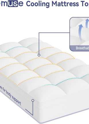 ELEMUSE Twin XL Mattress Topper for College Dorm, Thick Pillow Top Bed Pad | Extra long twin mattress pad with deep pocket, plush college dorm room essential for girls & guys, ideal for back to school