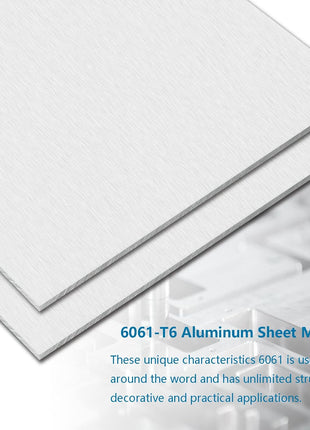 1/4Inch Thick Aluminum Sheet Plate, 6" x 12" Heavy Duty Aluminum Plates | Double Side Protective Film, 6061 Flat Plain Panel Plates Solid Metal Sheet Plate for Crafting Structural Framing Base Plate