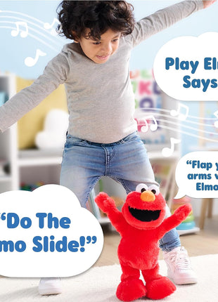 Sesame Street Elmo Slide Singing and Dancing 14-inch Plush, Pretend Play, Interactive Toy, Kids Toys for Ages 2 Up by Just Play