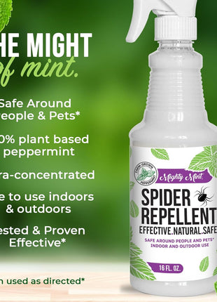Mighty Mint Peppermint Oil Spider Repellent Spray – Indoor & Outdoor Bug Control for Spiders and Insects – Plant-Based, Extra-Strong Formula - 16 oz