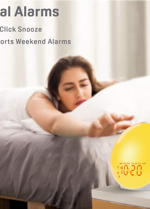 JALL Full-Screen Wake Up Light Sunrise Alarm Clocks for Bedrooms, White Noise Machine for Heavy Sleepers, 25 Natural Sounds, Dual Alarms, FM Radio, 17 Dimmable Colors, Bluetooth Speaker