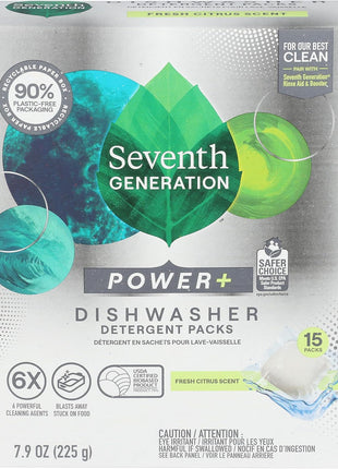 Seventh Generation Power Plus Auto Dish Detergent 15 Count, 7.9 Oz