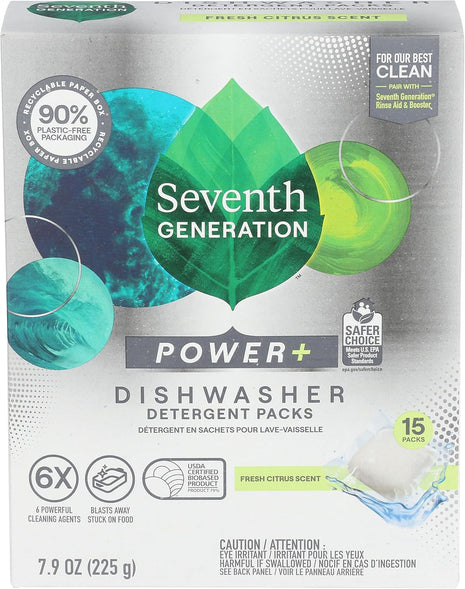 Seventh Generation Power Plus Auto Dish Detergent 15 Count, 7.9 Oz