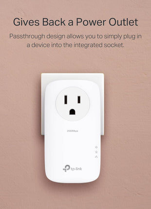 TP-Link AV2000 Powerline Ethernet Adapter, Passthrough, 2 Gigabit Ports | Powerline Network Adapter, 2x2 MIMO, Ethernet Over Power, Plug Pair & Play, Power Saving, Free Expert Help (TL-PA9020P KIT)