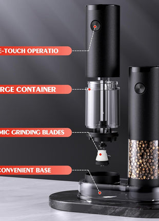 Electric Salt and Pepper Grinder Set Automatic Battery Pepper Mill Shakers Adjustable Coarseness Upgraded Larger Capacity with Led Home and Kitchen Appliances Birthday Gifts for Women Men