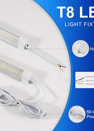 XLNYUUI Led Shop Lights,4FT LED Light 50W 6500K 7000LM Led Daylight,Garage Light Linkable Clear Cover Integrated V-Shape for Garage Warehouse Workbench Workshop(2-Pack)