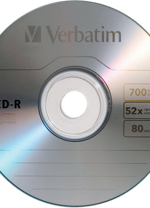 Verbatim CD-R Blank Discs 700MB 80-Minutes 52X Recordable Disc for Data and Music- 10 Pack,Blue