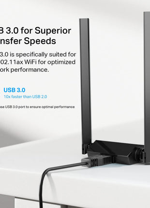 TP-Link WiFi 6 USB Adapter for Desktop PC - (Archer TX20U Plus) AX1800 Wireless Network Adapter with 2.4GHz, 5GHz, High Gain Dual Band 5dBi Antenna, WPA3, Supports Windows 11/10