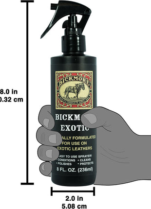 Bickmore Exotic 8oz - Specially Formulated Leather Spray Used to Clean Condition Polish and Protect Exotic Leathers & Reptile Skins