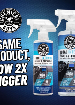 Chemical Guys Total Interior Cleaner & Protectant – Chemical Guys Interior Cleaner, Cleans & Protects Leather, Vinyl, Plastic, Rubber, Glass with a Streak-Free Finish — Cars, Trucks, SUVs, RVs, 32 oz