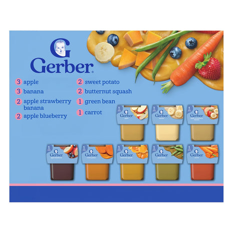 Gerber Stage 2 Baby Food, Fruit & Veggie Favorites Tubs, Baby Puree, Variety 32PK