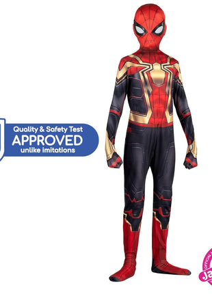 Marvel Integrated Spider-Man Official Youth Deluxe Zentai Costume - Deluxe Two-Way Stretch Spandex with Invisible Zippers and Wrist Openings for Added Convenience (M) Multi