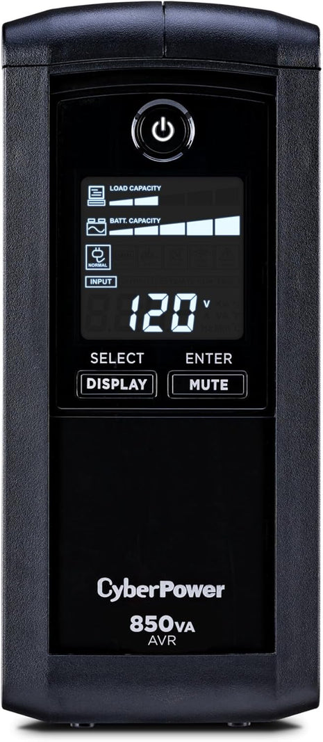 CyberPower CP850AVRLCD Intelligent LCD UPS Battery Backup | Surge Protector, 850VA/510W, 9 Outlets, AVR, Mini-Tower