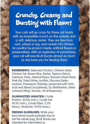 Blue Buffalo Bursts Crunchy & Creamy Cat Treats, Great for Training, Paw-Lickin' Chicken, 12-oz. Tub (Pack of 4)