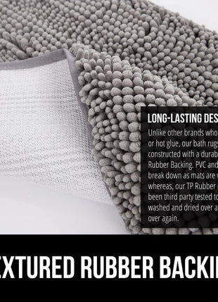 GORILLA GRIP Bath Rug Mat, Thick Soft Absorbent Chenille, Quick Dry Microfiber Mats, Rubber Backing Washable Shower Floor Rugs, Bathmat Runner, US Designed Bathroom Home Decor Accessories 24x17, Grey