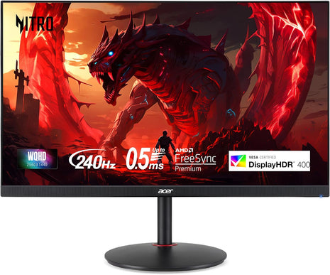 Acer Nitro 27 inch WQHD 2560 x 1440 PC Gaming IPS AMD FreeSync Premium | Up to 240Hz Refresh | Up to 0.5ms | DisplayHDR 400 | sRGB 99% | 1 x Display Port 1.4 & 2 x HDMI 2.1 | XV272U W2bmiiprx
