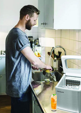 FRIGIDAIRE EFIC452-SS 40 Lbs Extra Large Clear Maker, Stainless Steel, Makes Square Ice