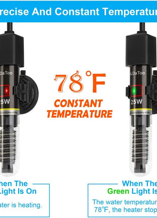 Mini Aquarium Heater 25W Small Fish Tank Heater 25 Watt with Free Thermometer Sticker