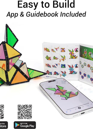 TOSY Magnet Pyramid Stone - 1 Cube Transforms into 1 Billion Shapes, 12 Pieces, 243 Rare Earth Magnets, Holographic Design Magnet Tiles Creative Puzzle STEM/STEAM Toy