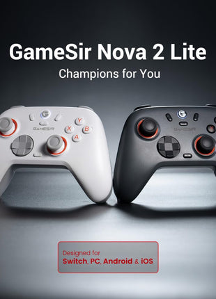 GameSir Nova Lite 2 Wireless PC Controller with Hall Effect Joysticks & Triggers, 2.4G & Wired 1000Hz Polling Rate, Remappable Buttons - Compatible with PC/Switch/Steam/Android (White)