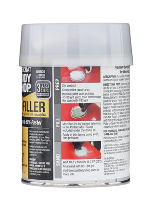 Evercoat Body Shop 105005 Pro-Grade Gold Filler Sands up to 50% Faster, Multipurpose for Dents in Aluminum, Fiberglass & More, Easy Mix Hardener Included 13 Fl Oz.