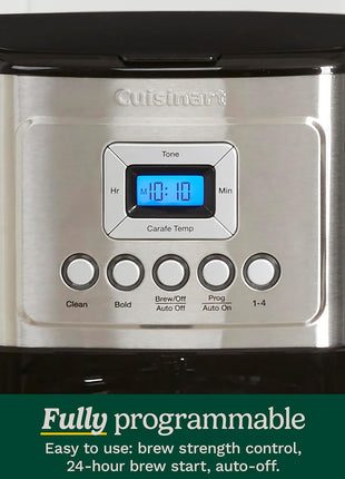Cuisinart 14 Cup Coffee Maker, Programmable PerfecTemp Glass Carafe Coffee Machine with 1 4 Cup Setting, Brew Strength Control and Brew Pause, Stainless Steel, DCC 3200NAS