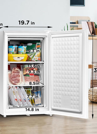 Midea MRU03M2ABB Upright Freezer, 3.0 Cubic Feet Mini Freezer, For Kitchen Apartment Office Basement or Dormitory, Black