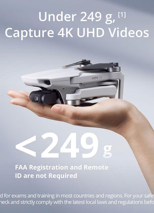 DJI Mini 4K Camera Drone Combo, Drone with 4K UHD Camera for Adults, Under 249 g, 3-Axis Gimbal Stabilization, 10km Video Transmission, Auto Return, 2 Batteries for 62-Min Max Flight Time, QuickShots