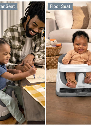 Ingenuity Baby Base 2-in-1 Booster Feeding and Floor Seat with Self-Storing Tray - Slate