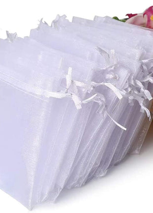 Hopttreely 100PCS Premium Sheer Organza Bags, White Wedding Favor Bags, 4x4.72 Jewelry Gift Bags for Party, Jewelry, Christmas, Festival, Bathroom Soaps, Makeup Organza, Wrapping Supplie