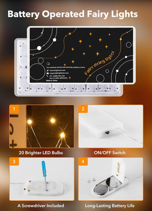 Brightown 12 Pack LED Fairy Lights Battery Operated String Lights - 7ft 20LED Waterproof Silver Wire Firefly Starry Moon Lights for DIY Crafts Wedding Table Centerpieces Party Ramadan Decorations