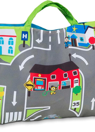 Melissa & Doug Take-Along Town Play Mat (19.25 x 14.25 inches) with 9 Soft Vehicles