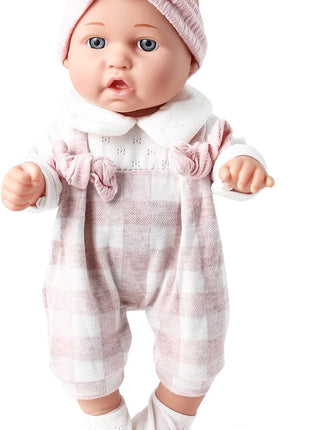 Enjoyin 12'' Baby Doll in Gift Box with Pink Cloths, Pacifier, 13''x13'' Microfabric Blanket, and Feeding Bottle. Gift Idea for Ages 3+