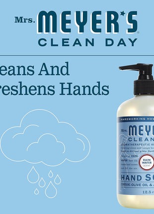 MRS. MEYER'S CLEAN DAY Hand Soap, Made with Essential Oils, Biodegradable Formula, Rain Water, 12.5 fl. oz - Pack of 3