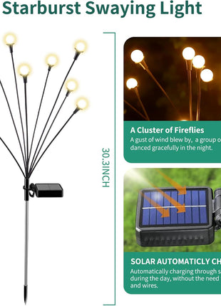 Solar Lights Outdoor Waterproof 4 Pack of 32 LEDs Garden Patio Firefly Decoration Unique Gifts Women Grandparents