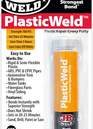 J-B Weld 8237 PlasticWeld Plastic Repair Epoxy Putty - 2 oz.
