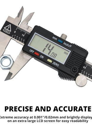 NEIKO 01407A Electronic Digital Caliper Measuring Tool, 0 - 6 Inches Stainless Steel Construction with Large LCD Screen Quick Change Button for Inch Fraction Millimeter Conversions, Digital Caliper Measuring Tool
