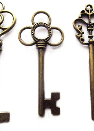 Aokbean Mixed Set of 30 Large Skeleton Keys in Antique Bronze - Set of 30 Keys