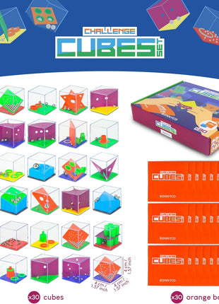 BONNYCO Brain Teaser Puzzles Cubes Kids Party Favors Pack 30. Pinata Goodie Bags Stuffers for Kids 3-5 4-8, Return Gifts for Birthday Party. Mini Puzzle Games, Classroom Prizes, Rewards Stocking