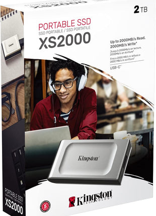 Kingston XS2000 2TB High Performance Portable SSD with USB-C | Pocket-sized | USB 3.2 Gen 2x2 | External Solid State Drive | Up to 2000MB/s | SXS2000/2000G