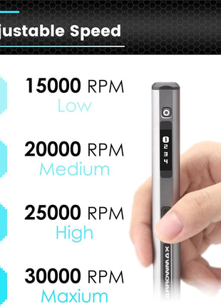 AM ARROWMAX Electric Mini Engraving Pen, HollowCup Motor, 42 Bits with Aluminum Case, OLED, Magnetic Charge, Mini Cordless Rotary Tool, Engraving Pen for Bead, Metal, Wood, Glass and Plastic (SGS)