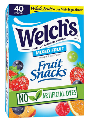 Welch's Fruit Snacks - Mixed Fruit Box - Kids Snacks - 0.8 Oz - 40 Pack | Bulk Box, Made with Whole Fruit, Gluten-Free Snack Packs for Kids and Adults, No Artificial Dyes