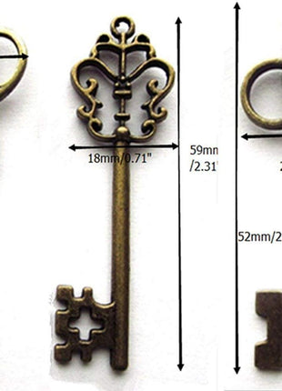 Aokbean Mixed Set of 30 Large Skeleton Keys in Antique Bronze - Set of 30 Keys