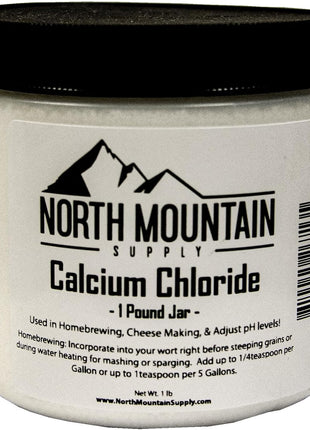 North Mountain Supply Food Grade Calcium Chloride Powder - Pure Original Ingredients, and GMO Free - Used for Homebrewing, Cheese Making, and More - 1 Pound Jar