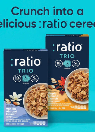 Ratio Trio Maple Almond Crunch Cereal, 10g Protein, Keto Friendly, 10.4 oz