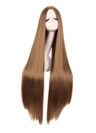 MapofBeauty 40 Inch Carve Long Straight Cosplay Anime Costume Wig, Black | 100 cm Party Wig